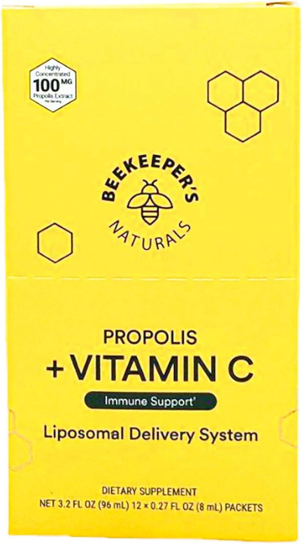 BEEKEEPERS NATURALS Liposomal Propolis with Vitamin C 12 Count, 0.27 FZ