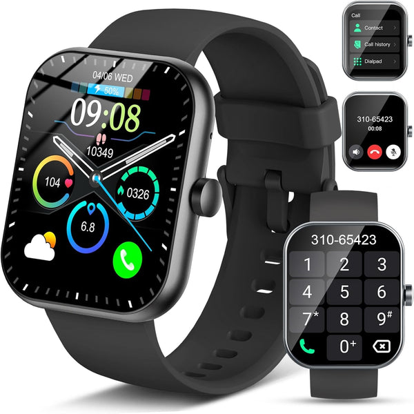 Smart Watch(Answer/Make Call), 1.96" Smartwatch for Men Women, 2025 New Fitness Watch with 110+ Sport Modes, Pedometer, Heart Rate/Spo2/Sleep Monitor, IP68 Waterproof Activity Tracker for Android Ios