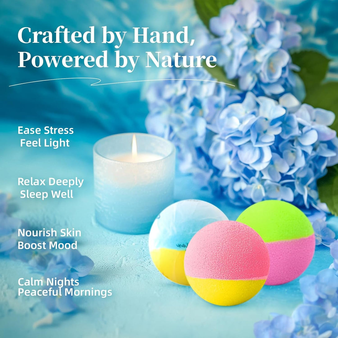 Bath Bomb Gift Set – 10 Handmade Bath Bombs with Natural Ingredients, 5 Aromatic Scents, Relaxing Spa Bombs for Women, Men, and Kids, Best Birthday Gifts for Stress Relief and Relaxation