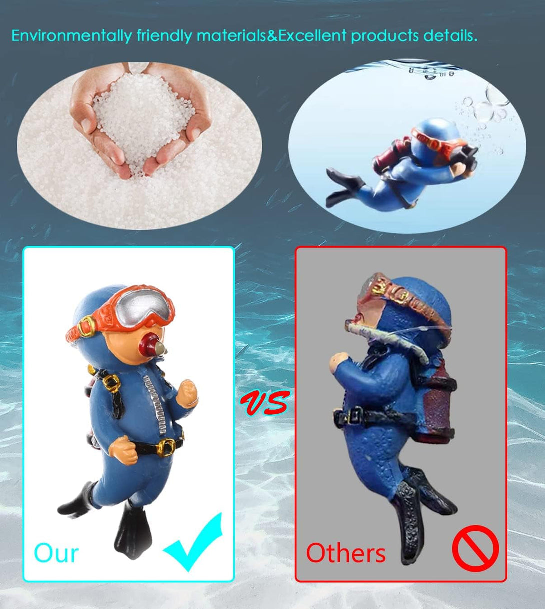 2-Pack Floating Fish Tank Decorations Little Diver Aquarium Decoration Aquarium Accessories Fish Playmate for Fish Tank Suitable for All Kinds of Fish Tanks Swimming Pool