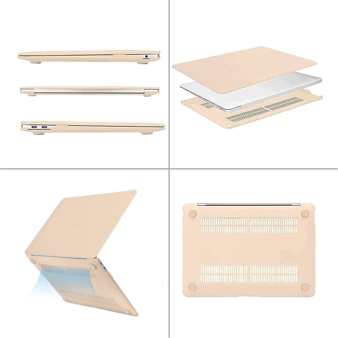 MOSISO Compatible with Macbook Air 13 Inch Case 2022, 2021-2018 Release A2337 M1 A2179 A1932, Plastic Hard Shell&Keyboard Cover&Screen Film&Storage Bag for Macbook Air 13.3 Inch Case, Apricot