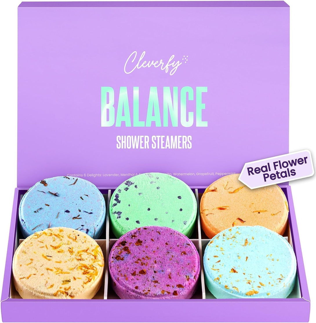 Cleverfy Shower Steamers Aromatherapy for Women and Men – Self-Care Shower Bombs for Stress Relief and Relaxation – 6 Tablets
