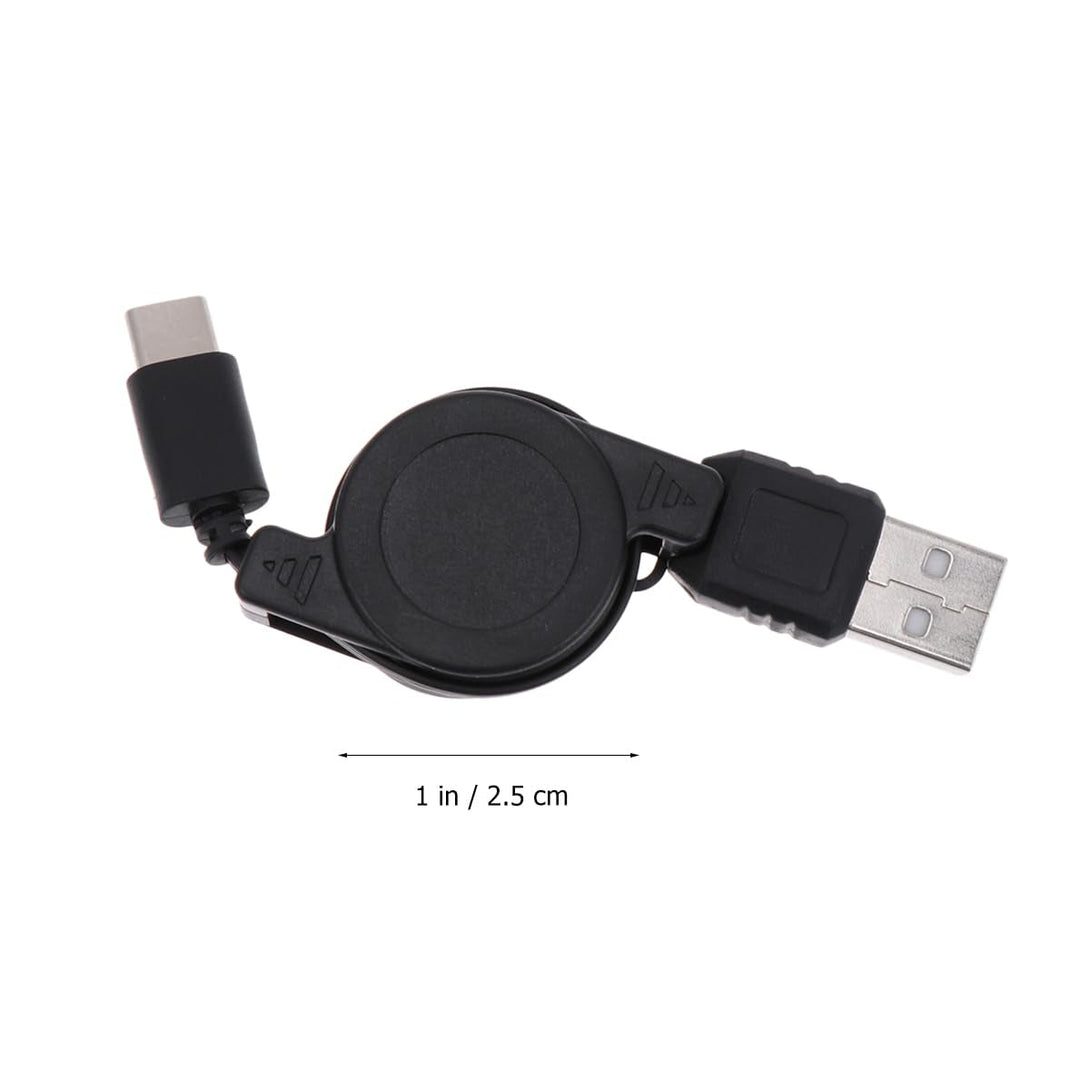 2 Pack Retractable Usb C Charging Cable, 3.3Ft Fast Charging Cord for Phones, Portable High Charger with Cable Winder (Black)