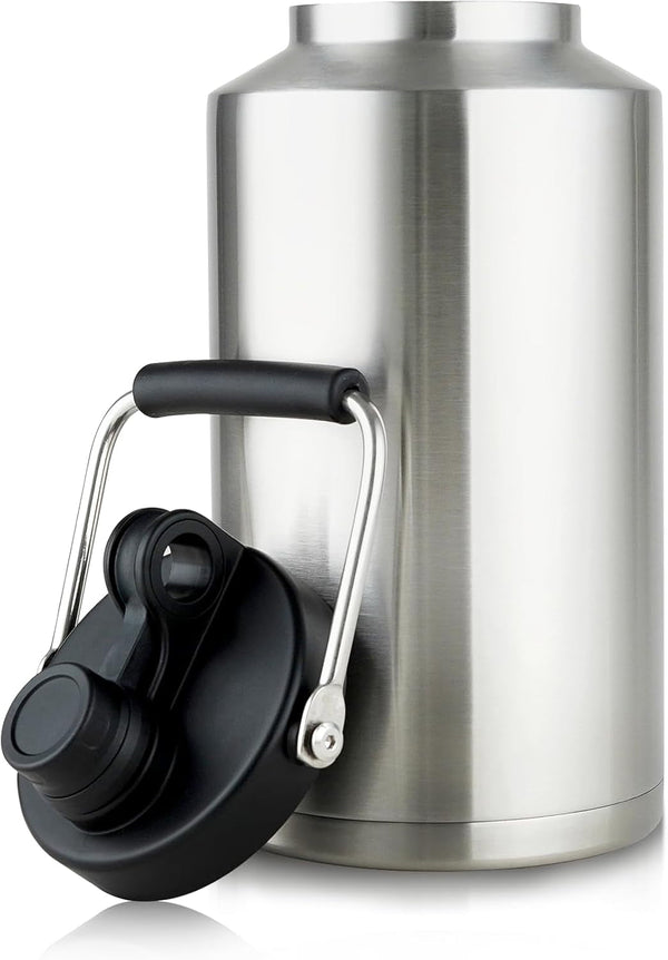 1 Gallon Water Jug Bottle Insulated, 128 Oz Stainless Steel Water Bottle Wide Mouth Double Vacuum Dishwasher Safe BPA Free for Hot & Cold Drinks