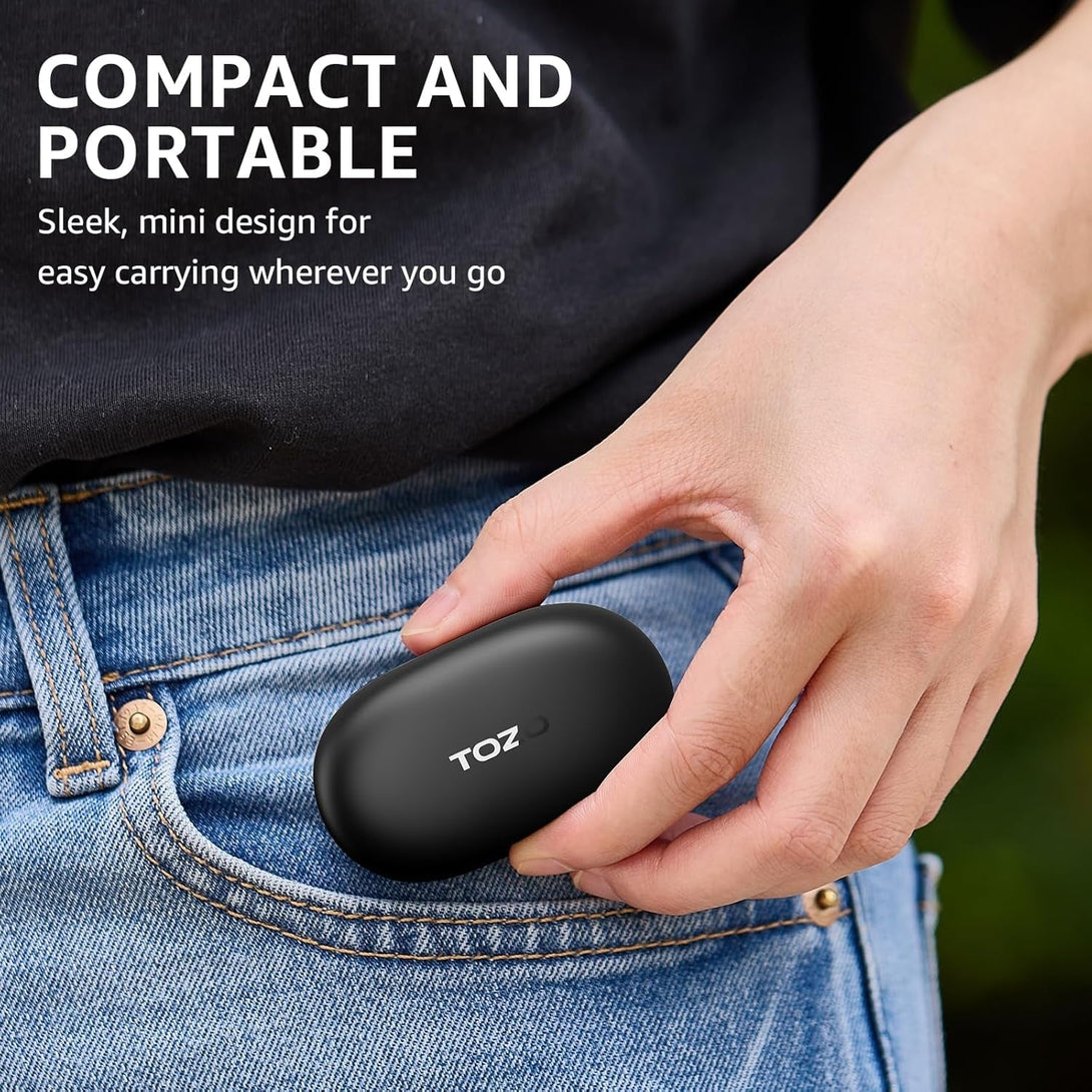 TOZO E1 Wireless Earbuds Build in Mic Clear Calls Ergonomic Light Weight Bluetooth 5.3 in Ear Headphones IPX6 Waterproof Premium Stereo Sound Ear Buds 30H Playtime with 32 Eqs via APP, Black
