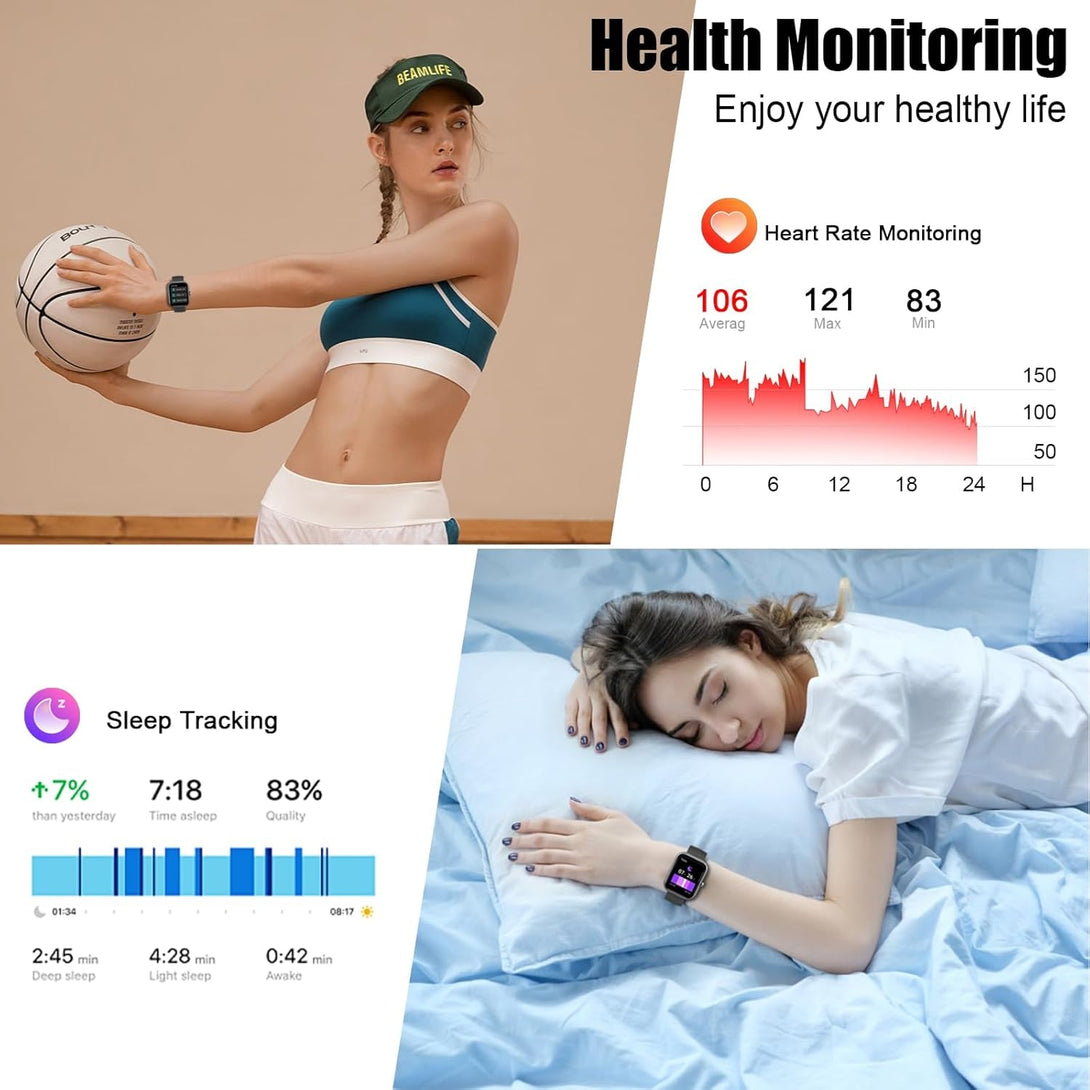 Smart Watch for Men Women, 1.96" Fitness Tracker Running Watch (Answer/Make Call), IP68 Waterproof, Pedometer, Sleep/Step/Activity/Heart Rate Monitor, 110+ Sport Modes Smartwatch for Adroid Ios Phone
