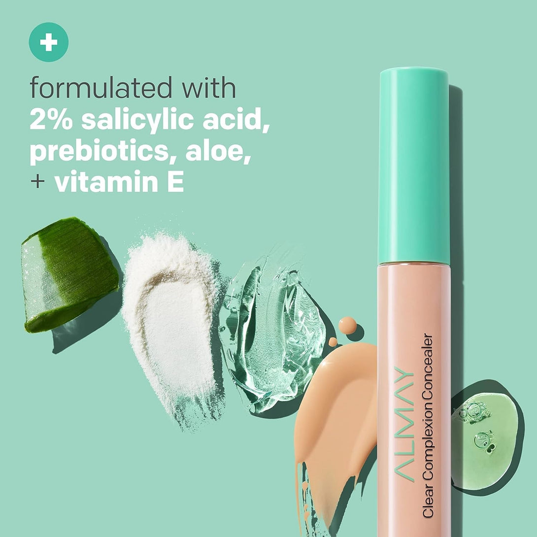 Almay Clear Complexion Acne & Blemish Spot Treatment Concealer Makeup with Salicylic Acid- Lightweight, Full Coverage, Hypoallergenic, Fragrance-Free, for Sensitive Skin, 050 Fair, 0.3 Fl Oz.