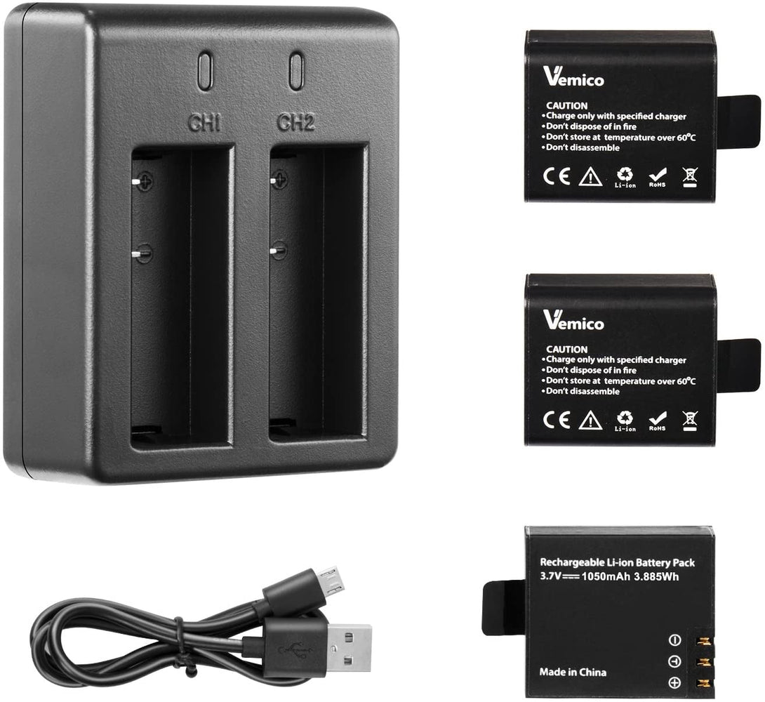 Action Camera Battery 1050Mah 3-Pack PG1050 Battery for AKASO Ek7000,Brave 4, Sjcam,Apexcam,Wolfang, Jadfezy,Xilecam,Dragon Touch,Vemont Sport Cameras