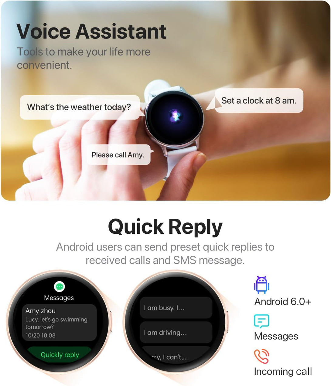 Smart Watch, HD Smartwatch for Men Women (Answer/Make Calls), Fitness Watch with 100+ Sport Modes, IP68 Waterproof/Heart Rate/Sleep Monitor, Activity Trackers for Ios/Android