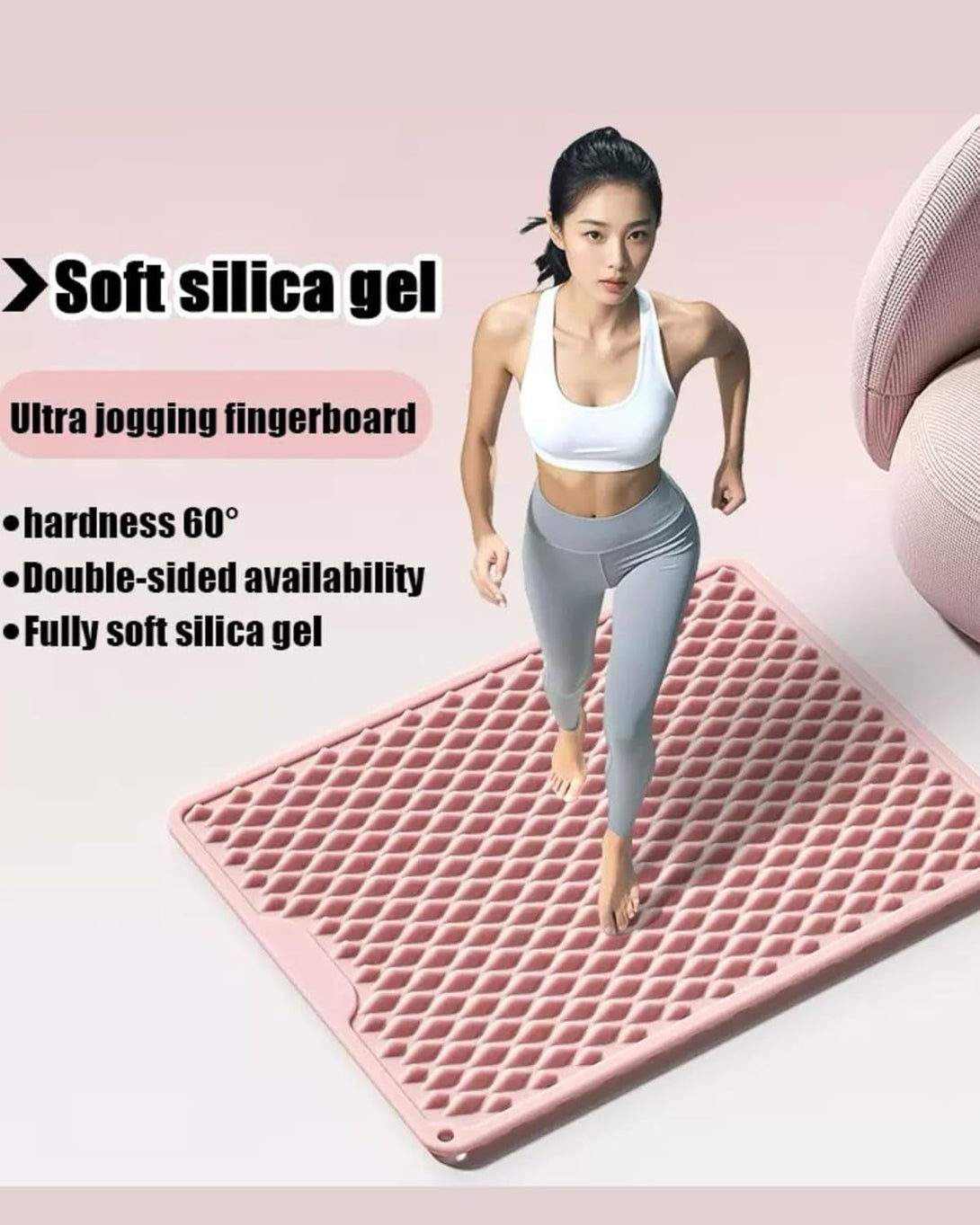 Silicone Acupressure Foot Massage Mat – Dual-Sided Reflexology Mat with Star & Diamond Bumps, Washable Relief Pad for Plantar Fasciitis, Heel Pain, Standing Desk – Connectable Design (Pink, M)