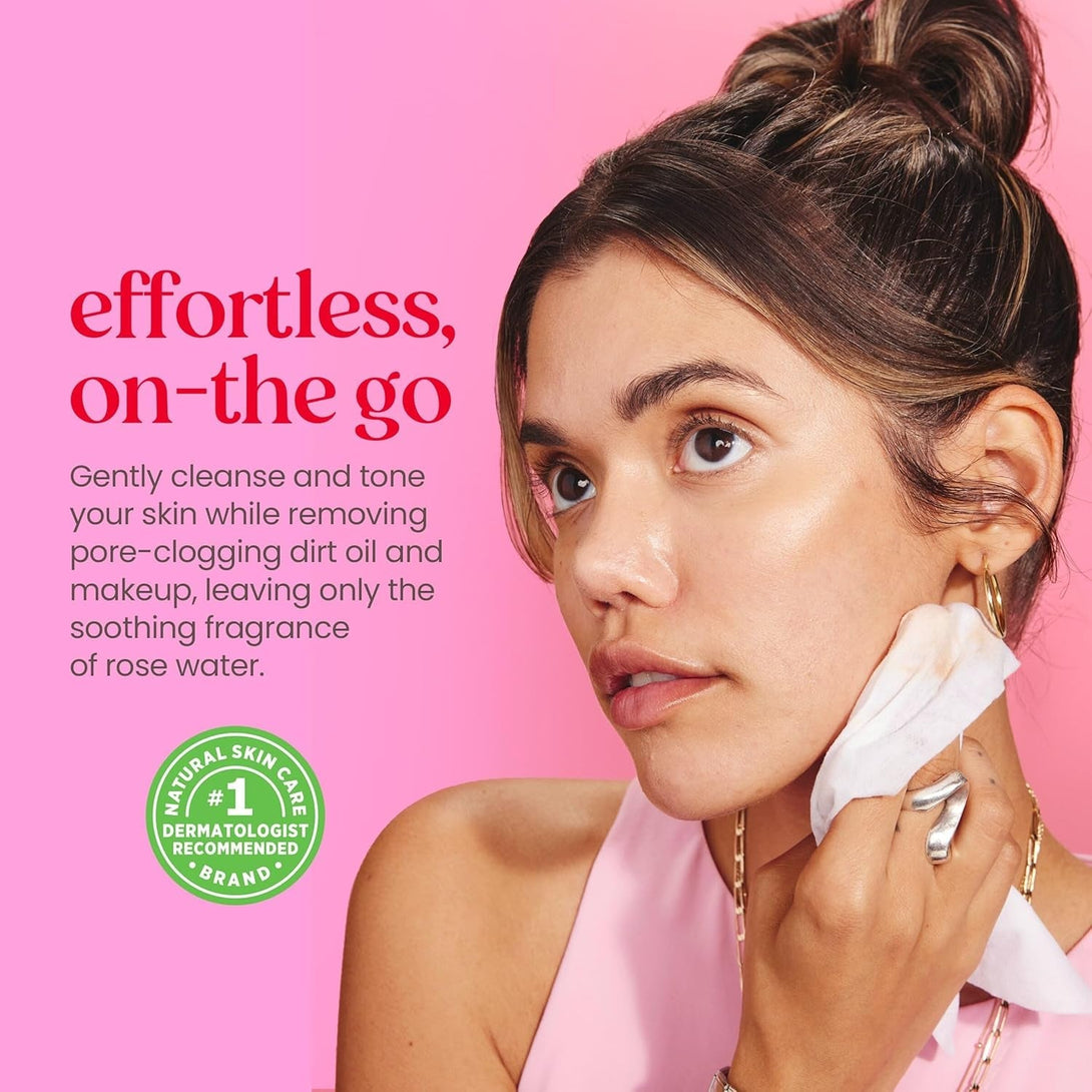Burt'S Bees Rose Water Face Wipes, for All Skin Types, Hydrating Micellar Makeup Remover & Facial Cleansing Towelettes, 30 Ct (3-Pack)