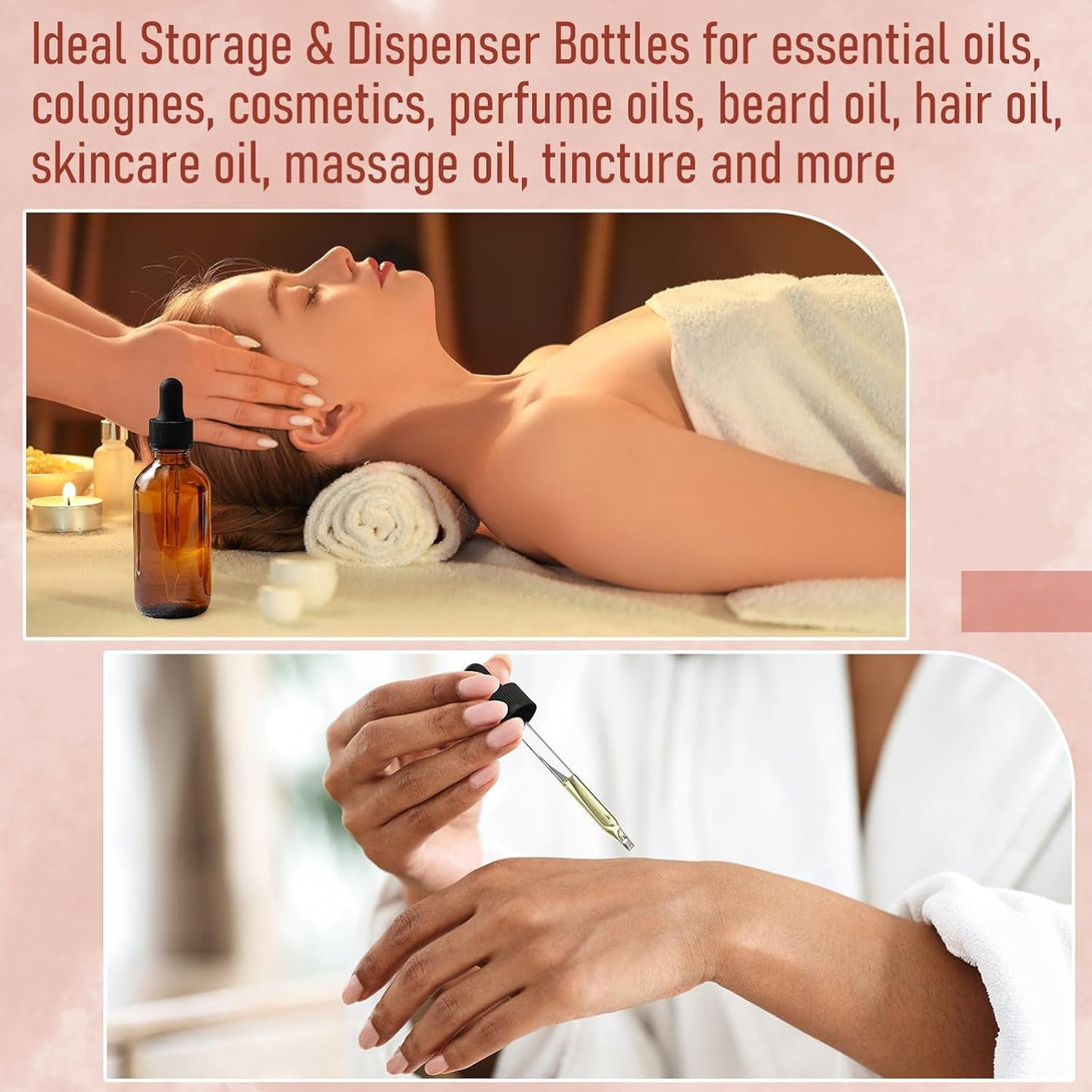 4 Pack, 100Ml Dropper Bottles with 2Pcs Glass Pipettes(1Ml) - Essential Oils Bottles for Health, Personal Care & Beauty - 3.4Oz Thick Dark Amber Glass Tincture Bottles with Eye Droppers, Leakproof