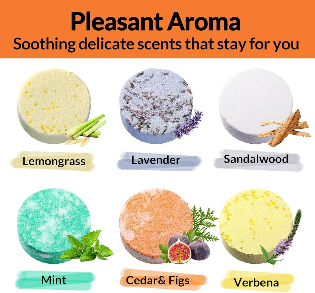 Aromatherapy Shower Steamers - 6Pc Variety Pack Handmade Shower Steamers W/Pure Essential Oils to Relax, Moisturize for Spa Day, Self Care - for Men, Women, Moms, Pampering Gifts for Her