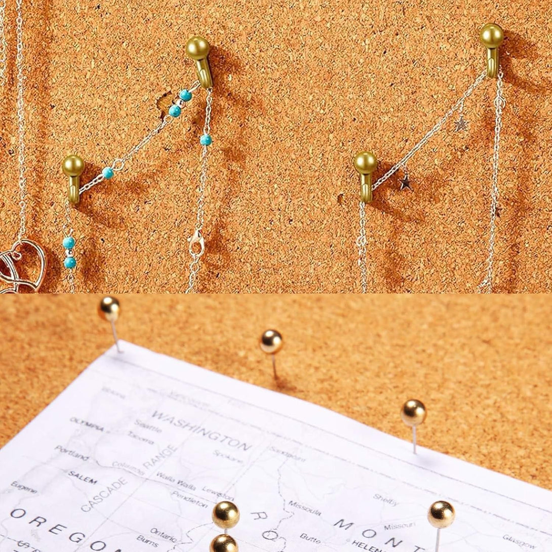 400 Pcs Gold Push Pins Set,7 Styles Push Pins, Pin Tacks,Decorative Thumb Tacks for Cork Board,Bulletin Boards Home Office Accessories